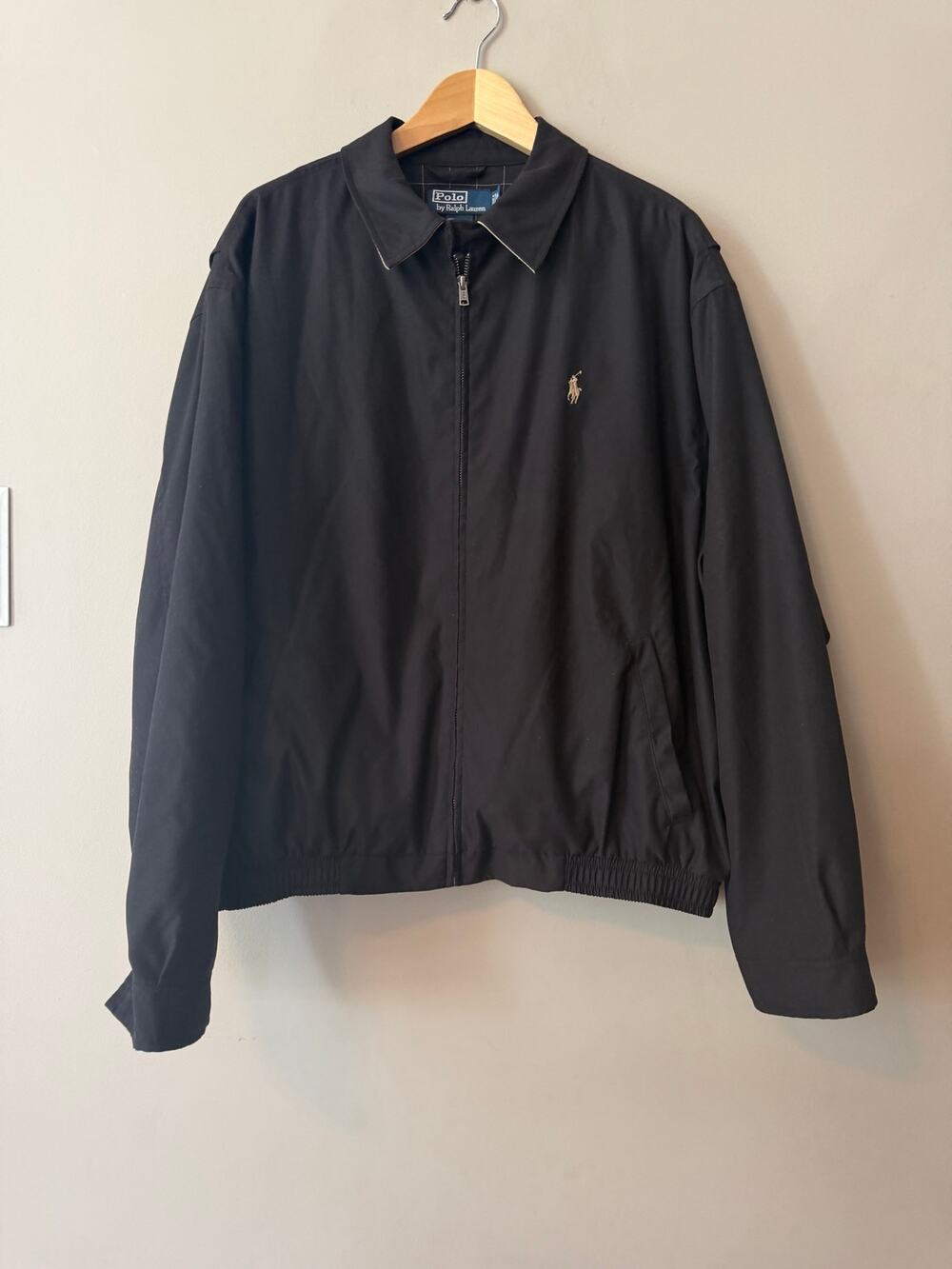Vintage Polo by Ralph Lauren Plaid-Lined Black Harrington / Golf Jacket Size XL